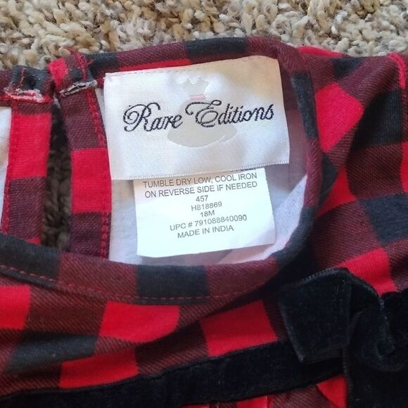 Rare Editions 18M Toddler's Snap Button Striped Plaid Red Christmas Romper - Picture 4 of 12